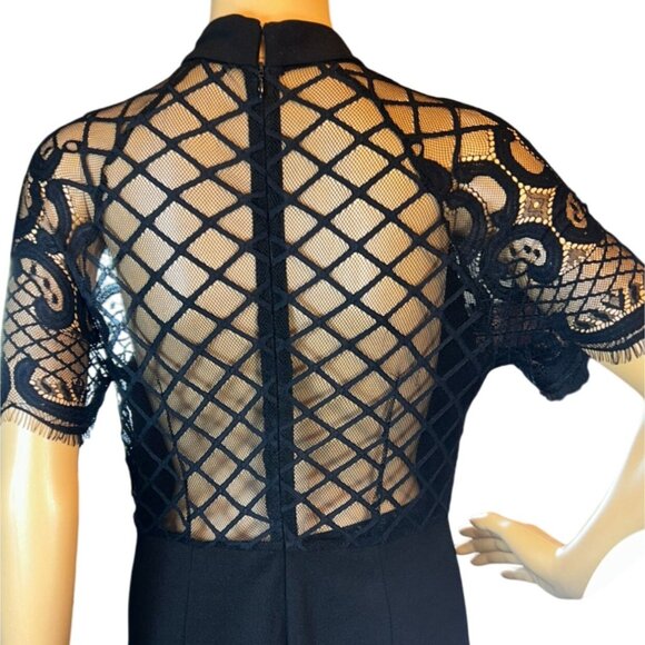 Womens Lattice Lace Wide Leg Jumpsuit Size M Black Money Mob Wife - Picture 7 of 15